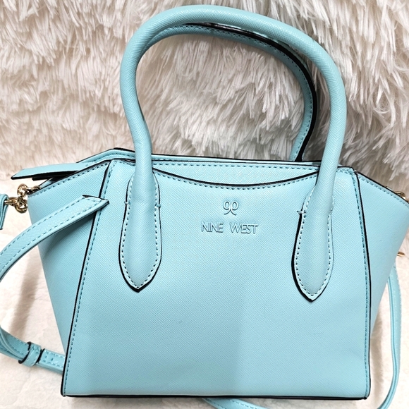 Nine West Darlington Mini Crossbody Handbag Satchel Tiffany Blue Color - Picture 2 of 9